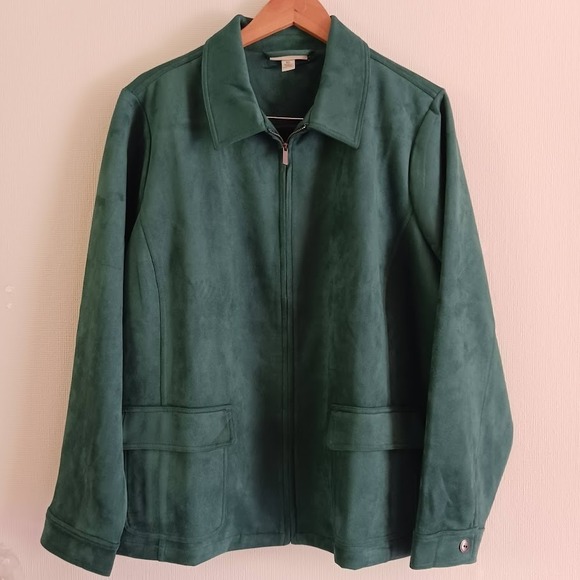 Appleseed's Jackets & Blazers - Women's Microsuede Zip-Front Jacket, Appleseed's, size XL, Forest‎ Green